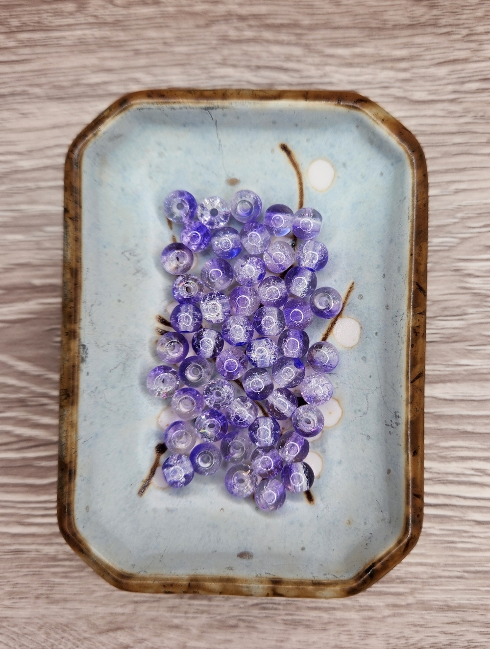 6mm Purple Glass Beads Crackle Appearance 50 Count #141